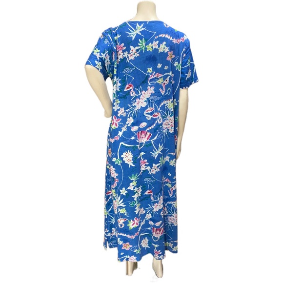 Blue Floral Print Long Batas - Picture 2 of 3